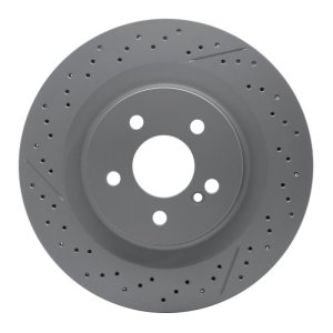 Mercedes-Benz CLK63 AMG Brake Rotor (1) - Rear - R1 Concepts - GEOSPEC Coated Rotor - Drilled & Slotted - `05-`11